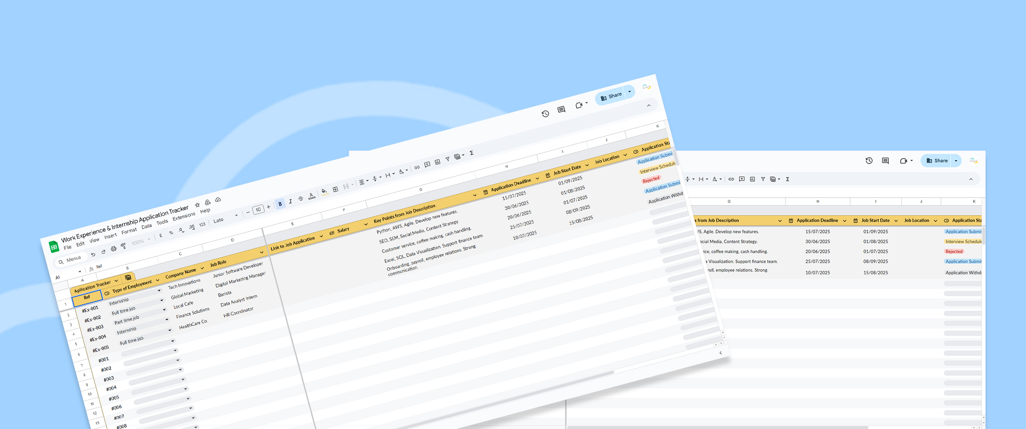 Work Experience & Internship Application Tracker