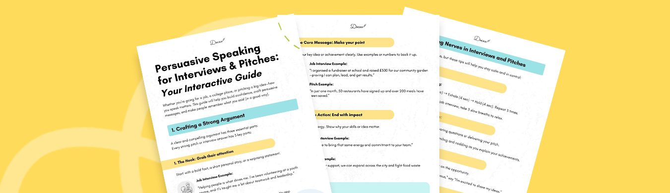 Persuasive Speaking for Interviews & Pitches - Your Interactive Guide Banner